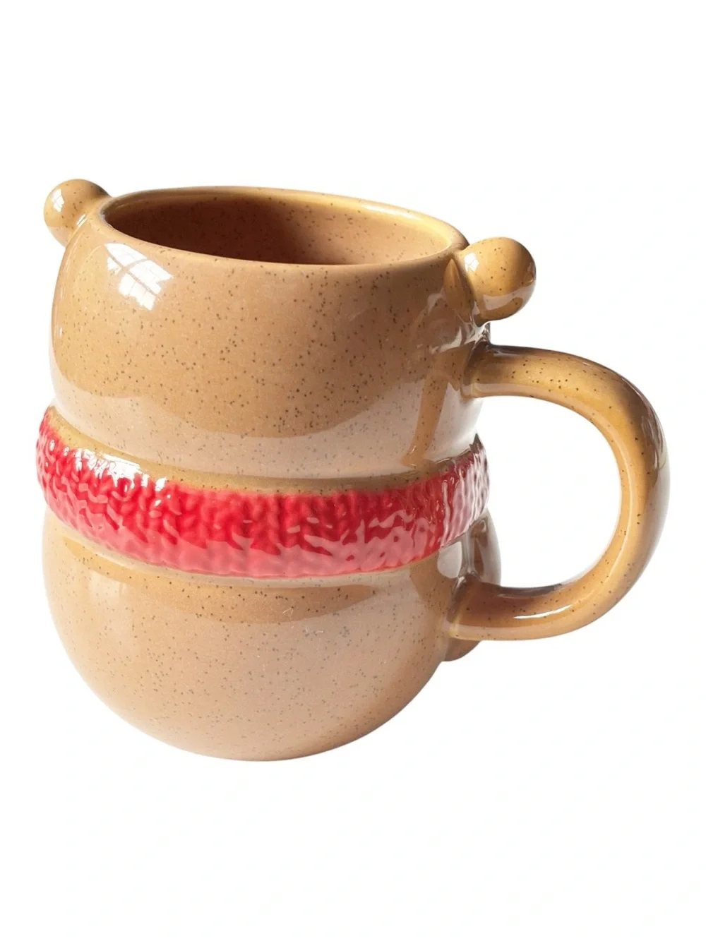 Crate & Barrel Brown Bear Holiday mug glazed ceramic 13 oz.